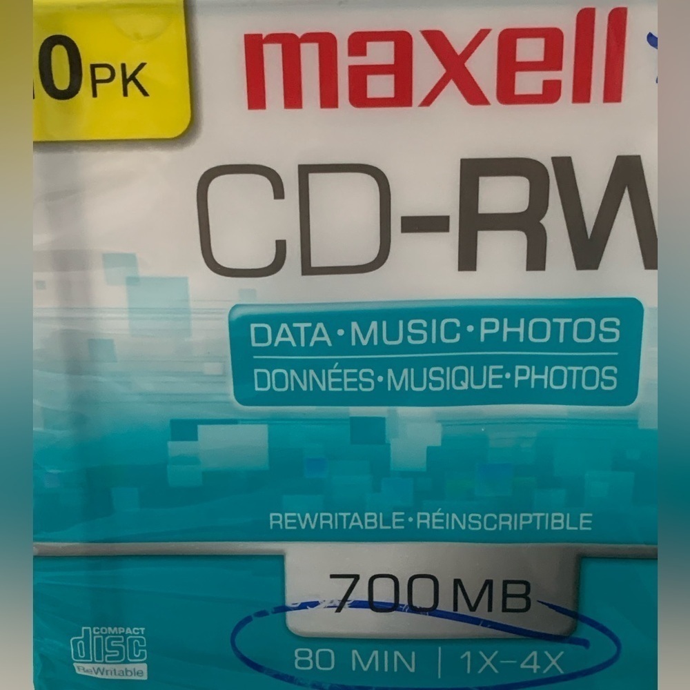 Maxell CD-RW Discs 700MB/80min 4x Sealed  10/Pack NWT